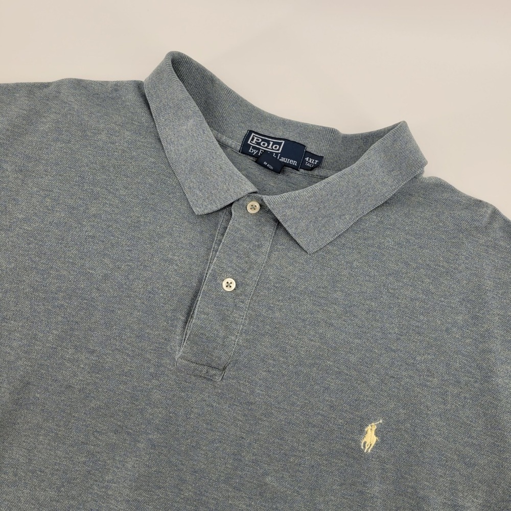 Polo Ralph Lauren Polo Shirt 4XLT Blue Heathered Cotton‎ Pique Mens